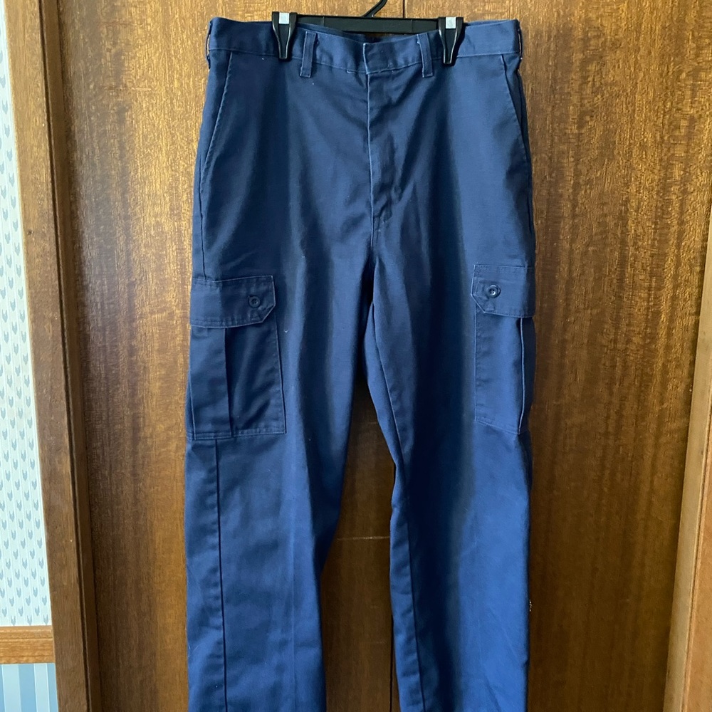 High Rise Blue Cargo Pants 32"